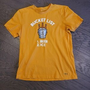 Life Is Good Mustard Yellow "Bucket List" Short Sleeve Tee